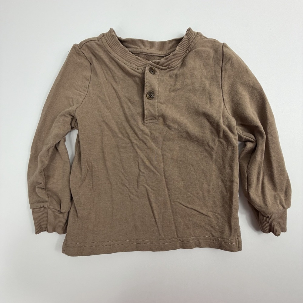 Little‎ Sleepies Toddler 2T Brown Bamboo Viscose Long Sleeve Henley Soft Cozy
